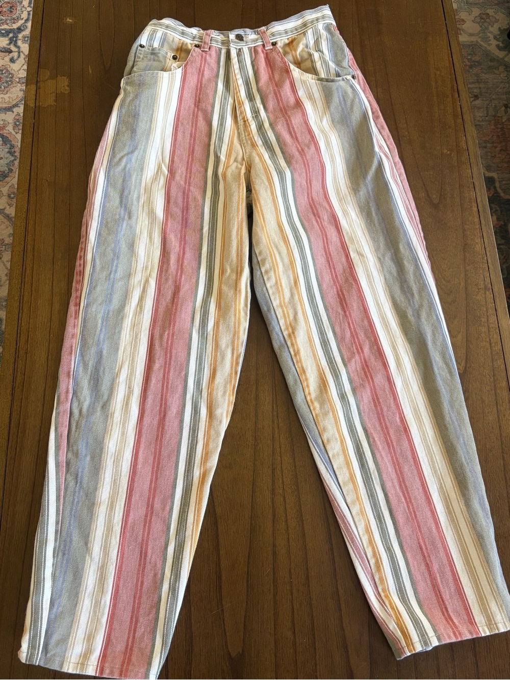 Vintage Runaway Bay Women’s High-waisted Multicolour Striped Jeans
